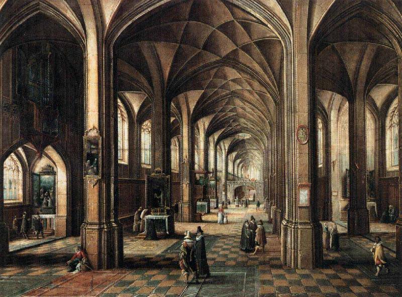 MINDERHOUT, Hendrik van Interior of a Church with a Family in the Foreground Sweden oil painting art